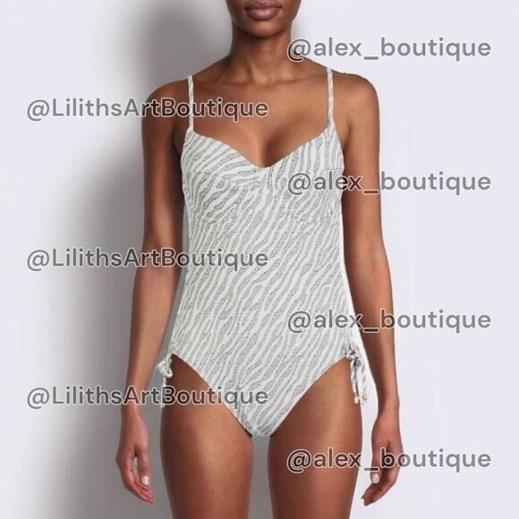 Time and Tru Zebra Jacquard One Piece Swimsuit(O004)-Size M for Women - Picture 1 of 11